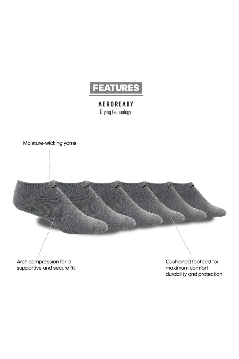 6-Pack AEROREADY Cushioned Athletic Socks, Alternate, color, MED GREY