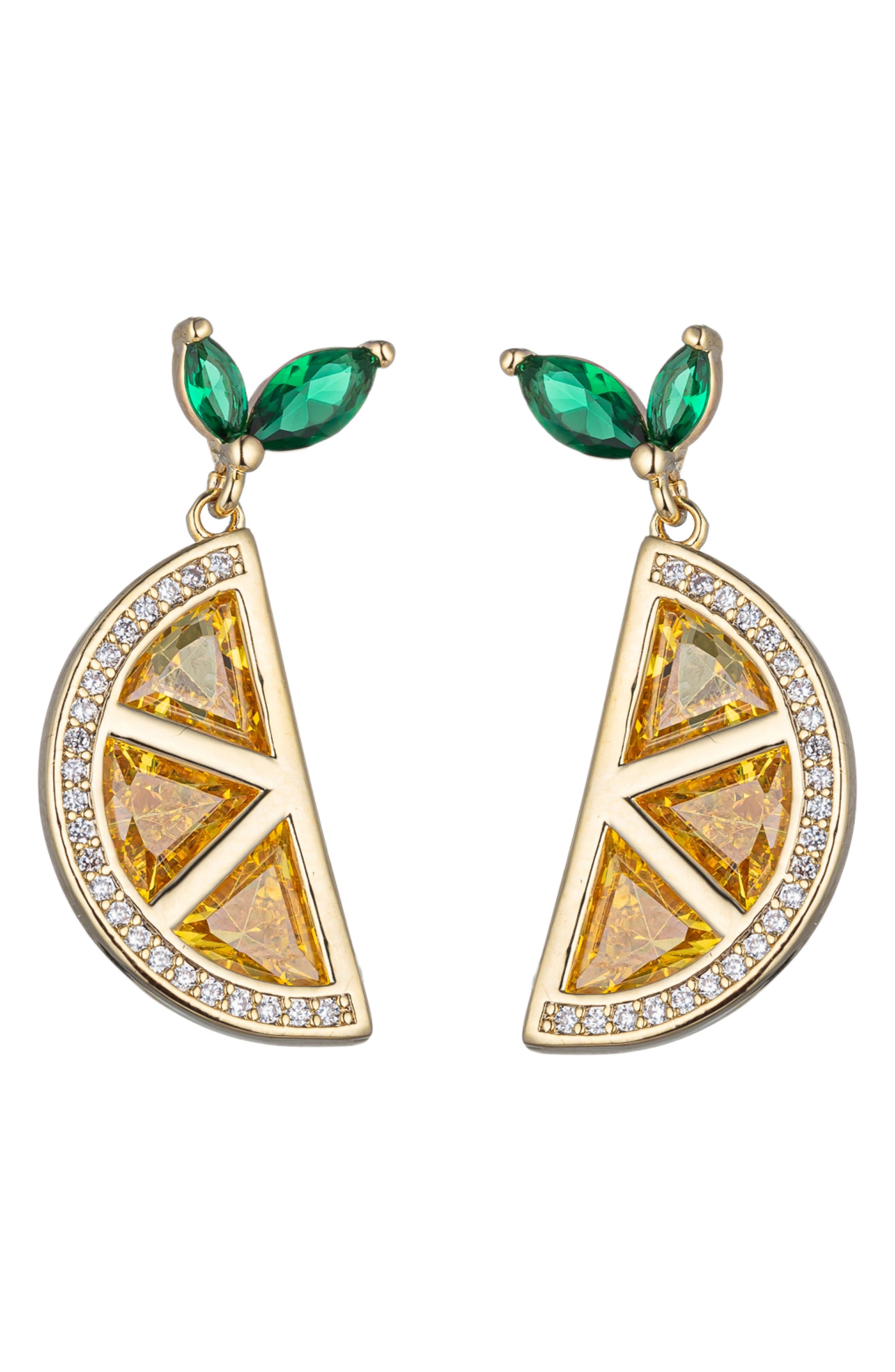 EYE CANDY LOS ANGELES Lemon Wedge CZ Drop Earrrings