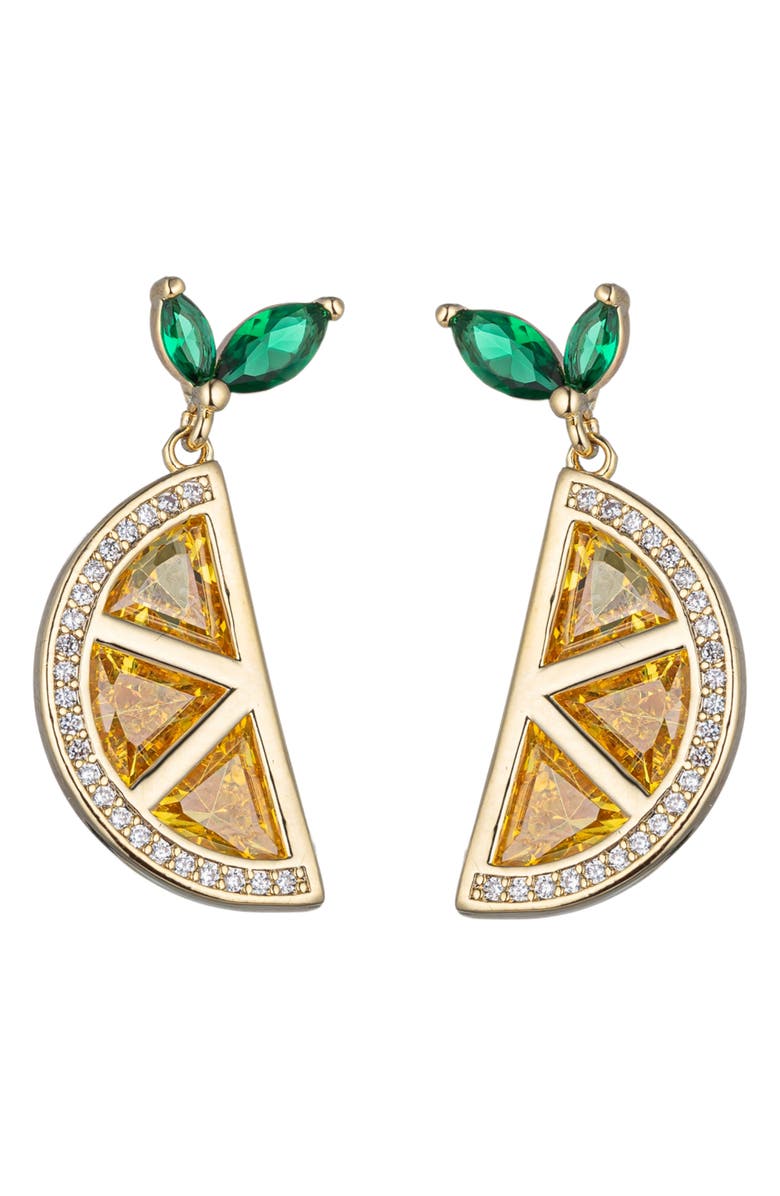 EYE CANDY LOS ANGELES Lemon Wedge CZ Drop Earrrings, Main, color, Gold