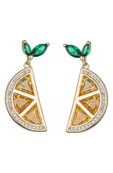 Lemon Wedge CZ Drop Earrrings