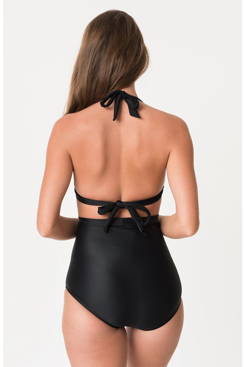 Monroe High Waist Bikini Bottom, Alternate, color, Black