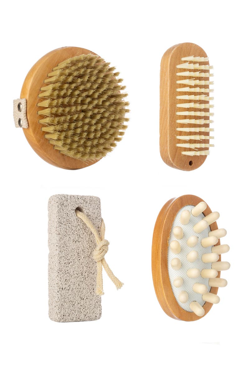 Four Piece Bathopia Brush Set, Main, color, SAGE