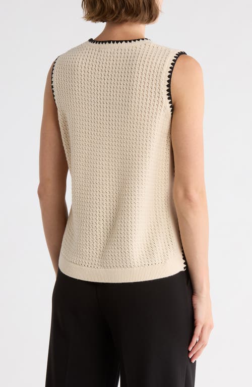 Adrianna Papell Whipstitch Sleeveless Sweater In Neutral