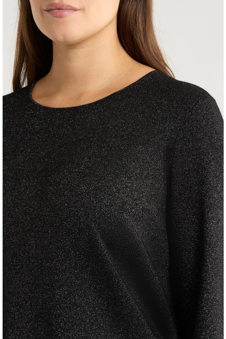 Metallic Shimmer Wool Blend Sweater, Alternate, color, BLACK