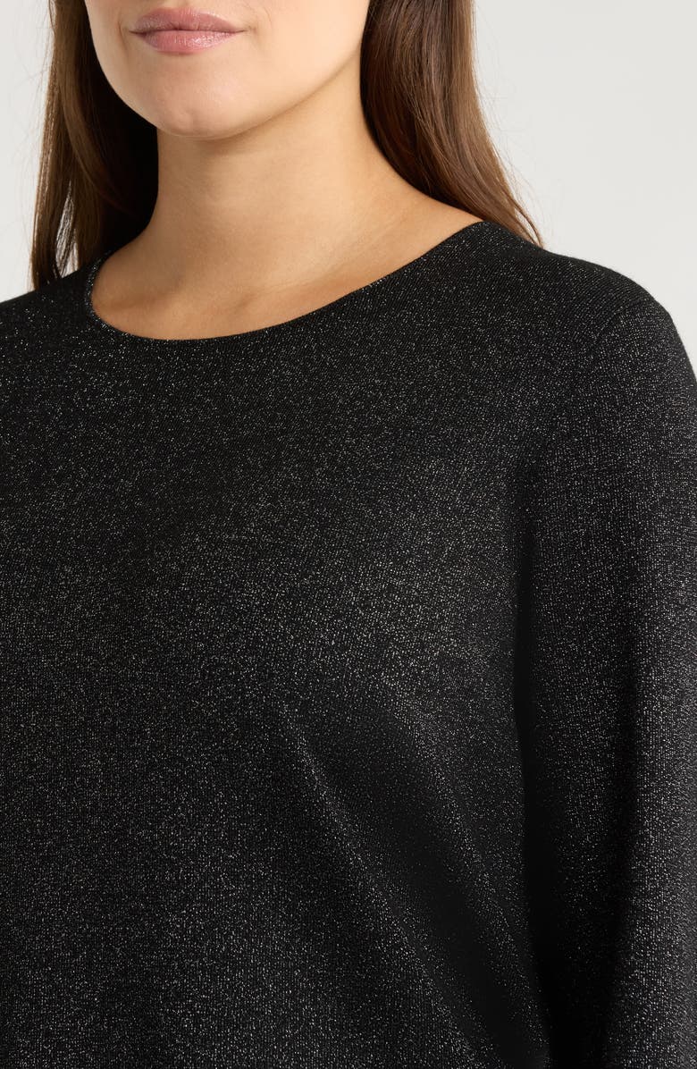 Eileen Fisher Metallic Shimmer Wool Blend Sweater, Alternate, color, Black
