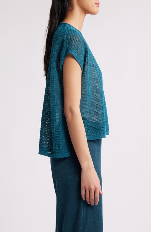 Eileen Fisher Open Stitch Organic Cotton Sweater In Harbor