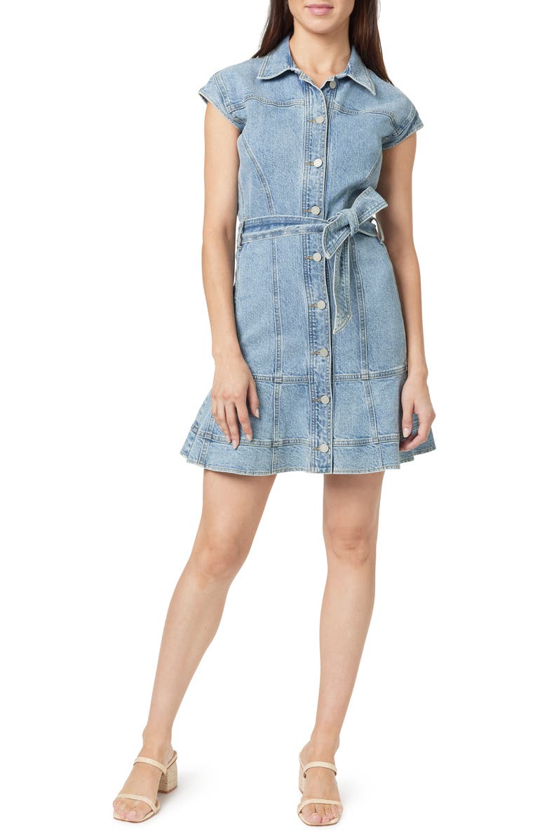 Habitual Belted Denim Minidress, Main, color, Paloma