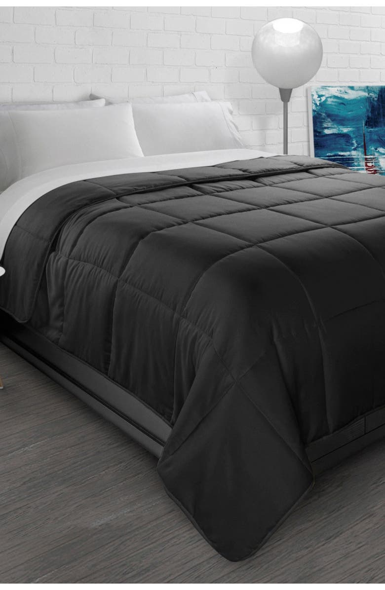 ELLA JAYNE HOME King All-Season Soft brushed Microfiber Down Alternative Comforter - Black, Alternate, color, 