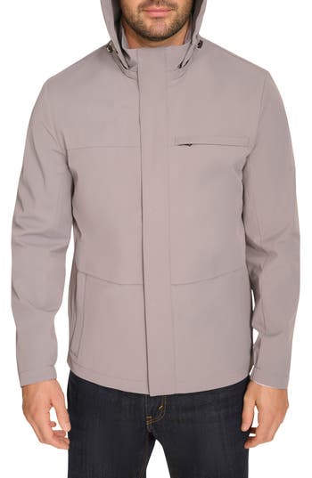 Cole Haan Signature Hooded Windbreaker Jacket In Grey