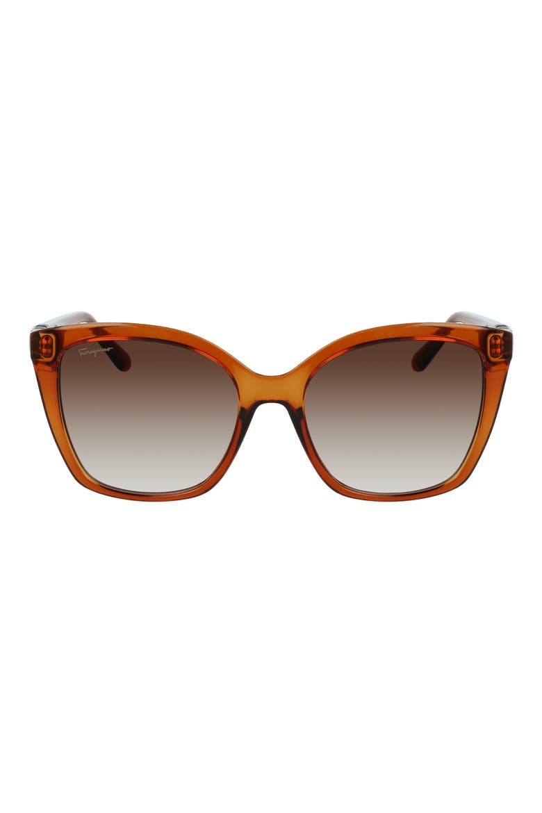 Gancini 54mm Rectangular Sunglasses, Main, color, CRYSTAL CARAMEL