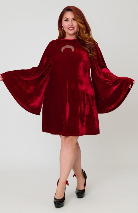 Plus Size Angel Sleeve Downtown Scene Mini Fit & Flare Dress