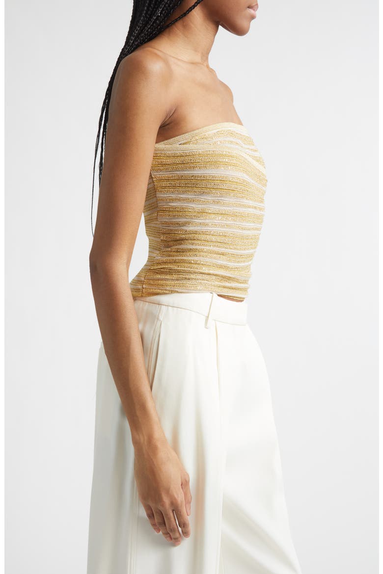 Ruched Metallic Tube Top, Alternate, color, GOLD TONES