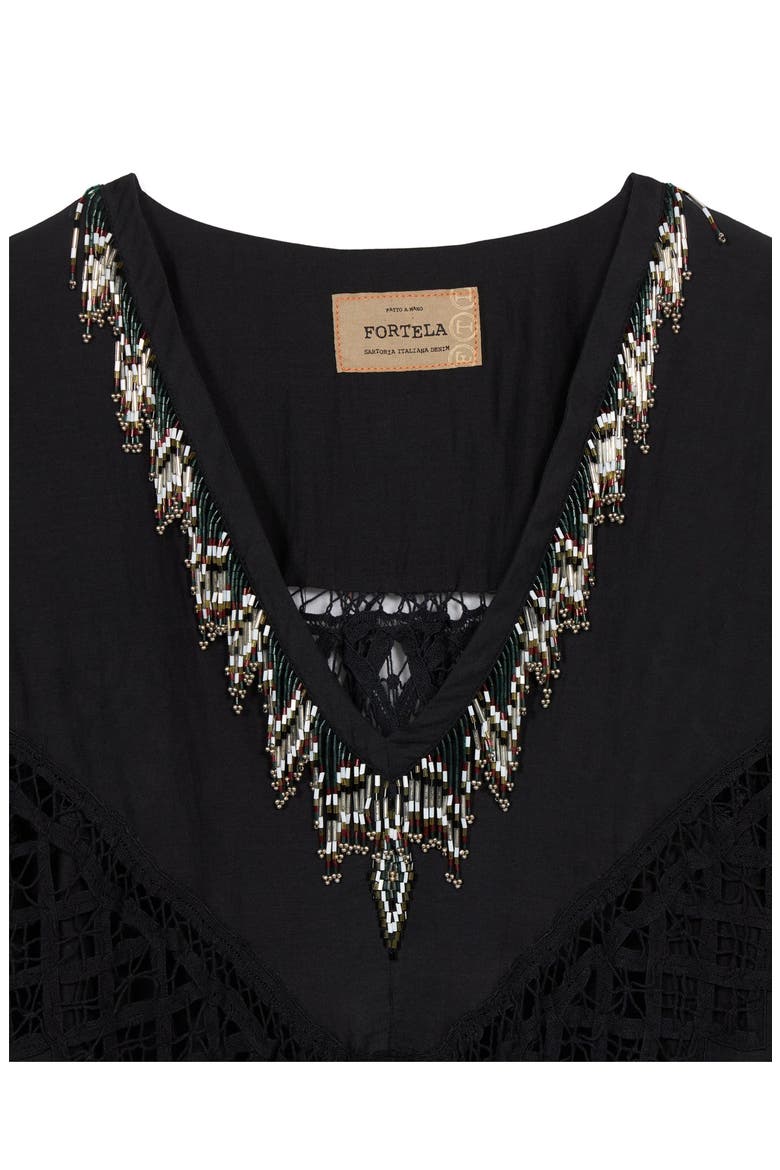 Alice Cotton Silk Embroidered Dress, Alternate, color, BLACK