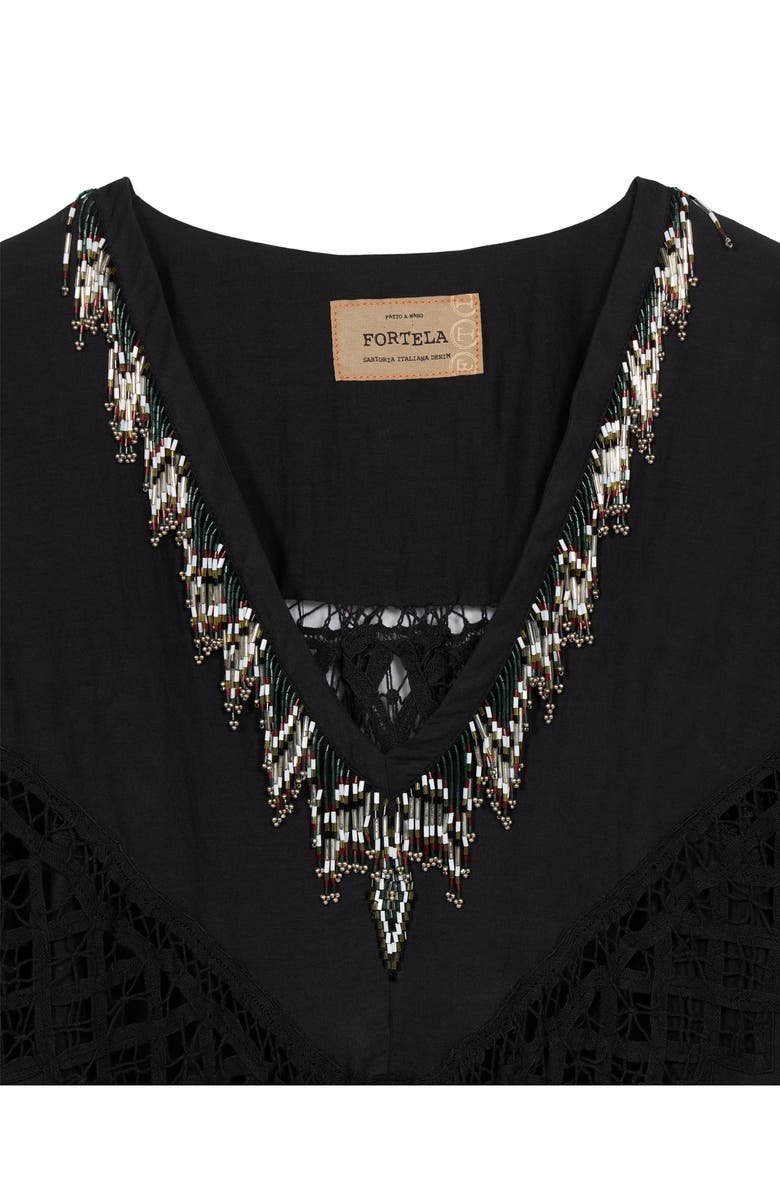 Fortela Alice Cotton Silk Embroidered Dress, Alternate, color, Black