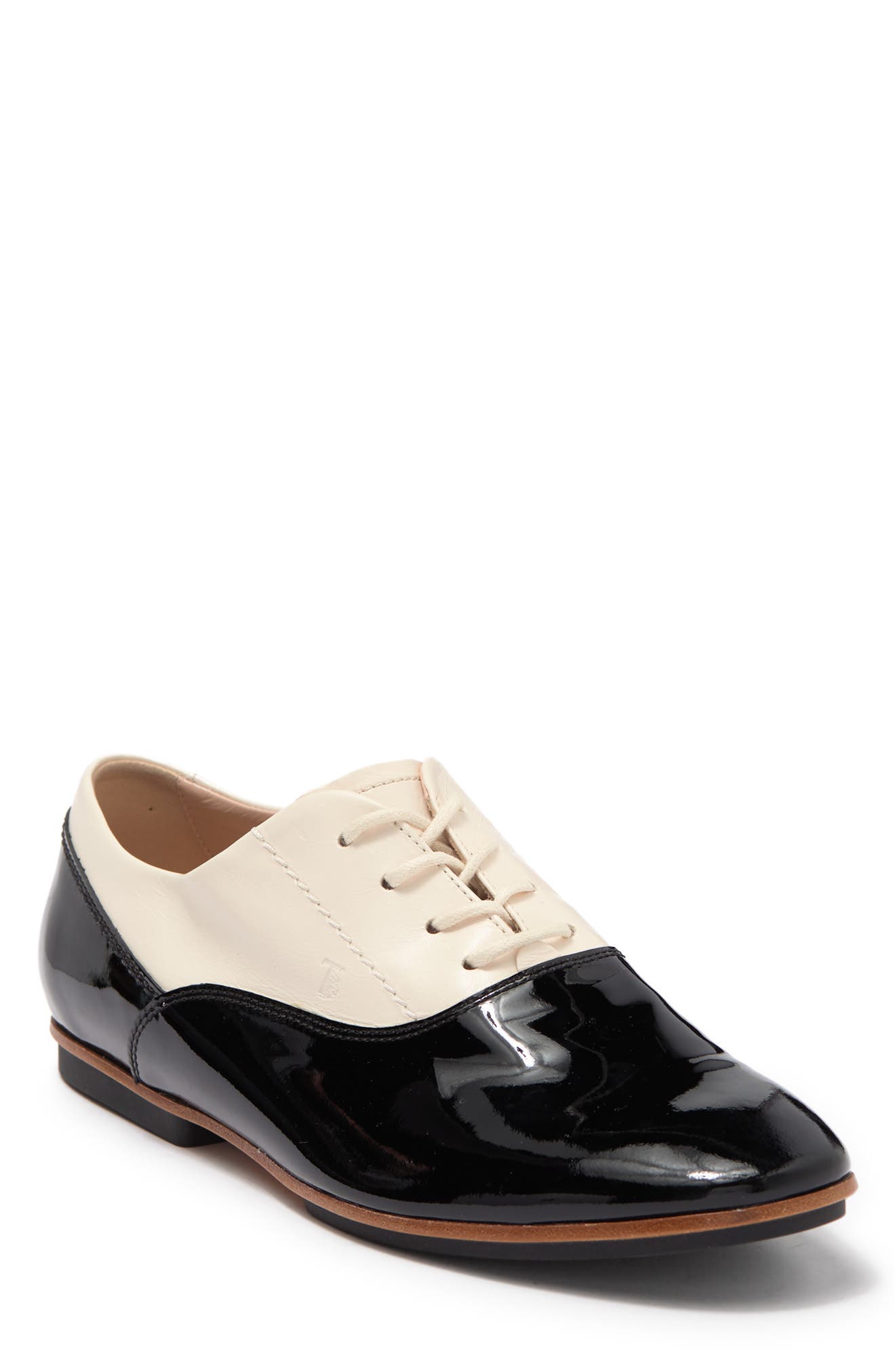 Two-Tone Leather Oxford, Main, color, BLACK