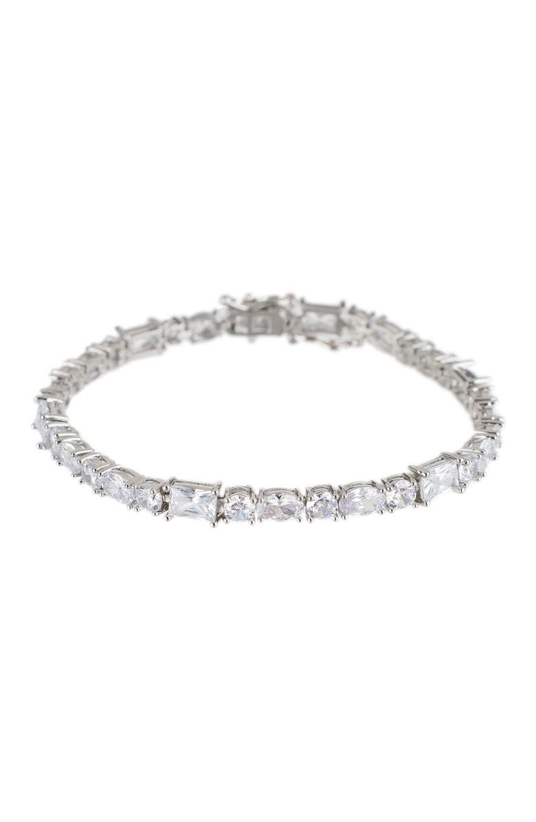 CZ by Kenneth Jay Lane Mixed Cut CZ Tennis Bracelet, Main, color, 
