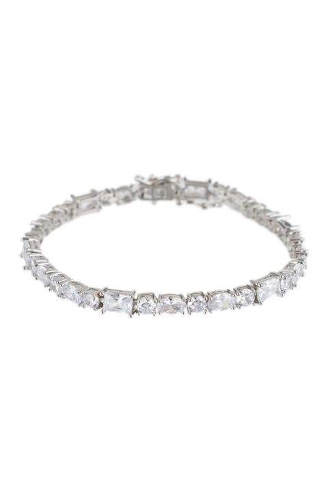 Mixed Cut CZ Tennis Bracelet