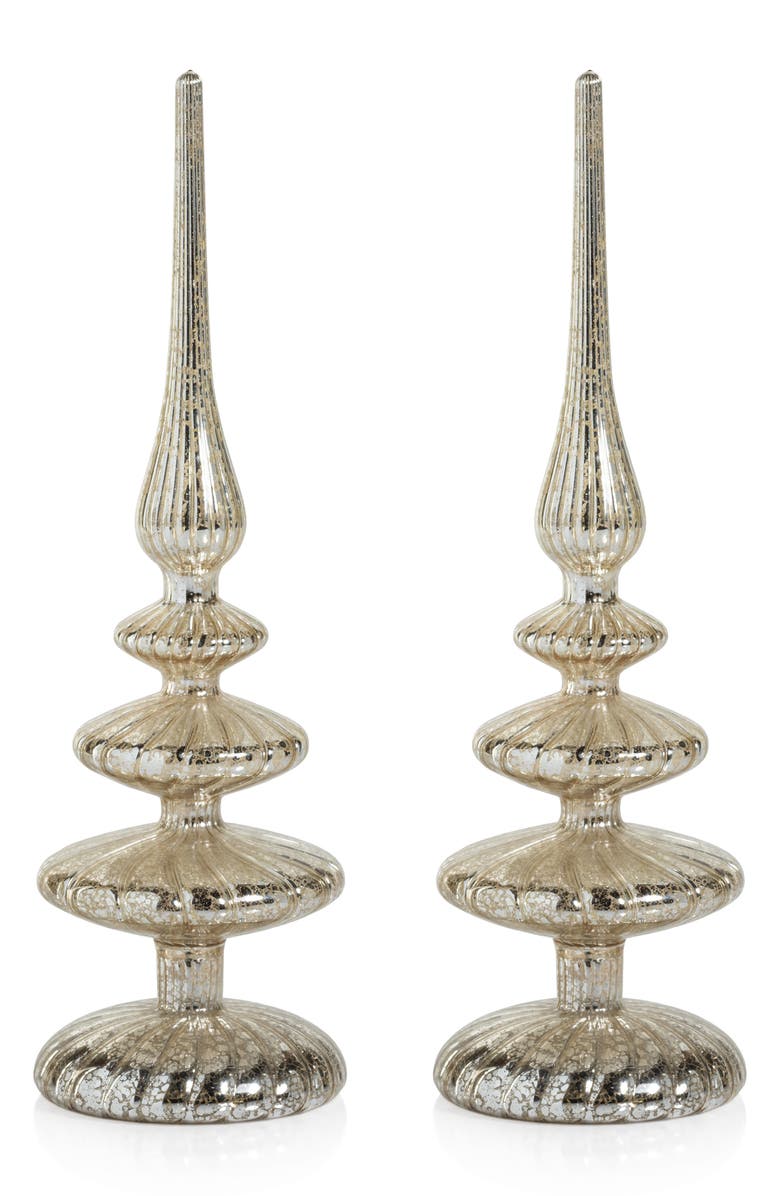 Zodax Set of 2 Azenor LED Decorative Glass Tabletop Finial Ornaments, Main, color, 