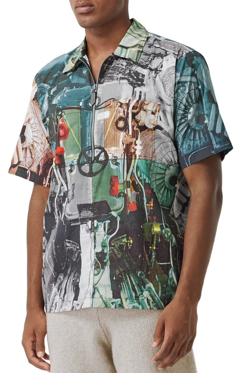 Burberry Hydeshirt Half Zip Popover Shirt, Alternate, color, 