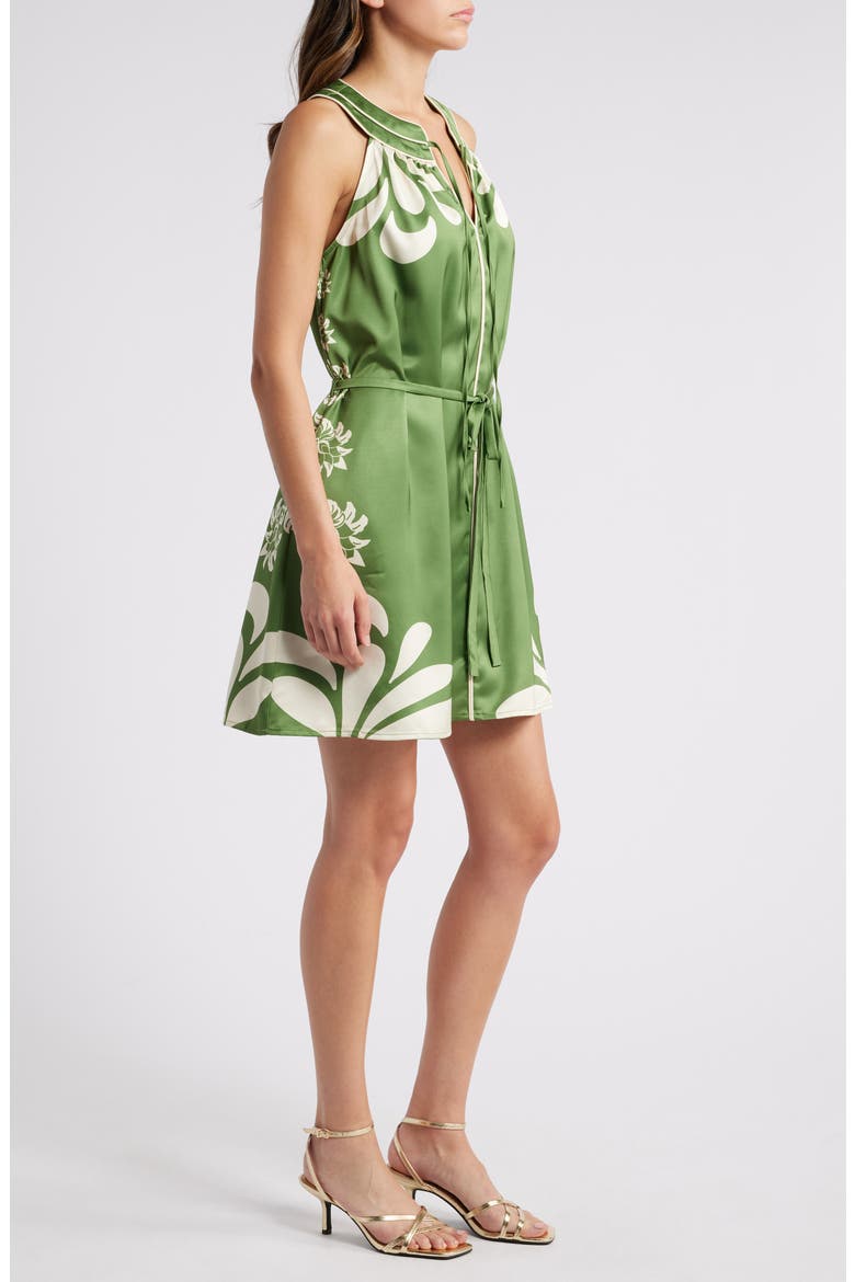 Kyndra Print Sleeveless Minidress, Alternate, color, GREEN CREAM