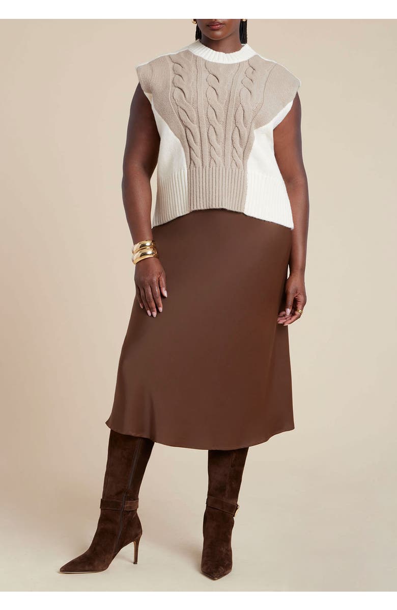 ELOQUII Colorblock Sweater Vest, Alternate, color, Oatmeal