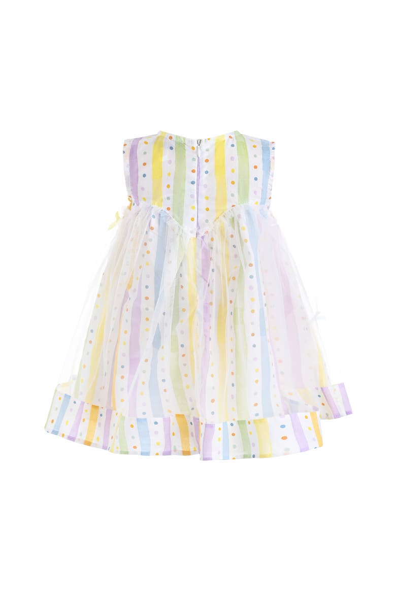 Caliora Striped Bow Tulle Dress, Alternate, color, White
