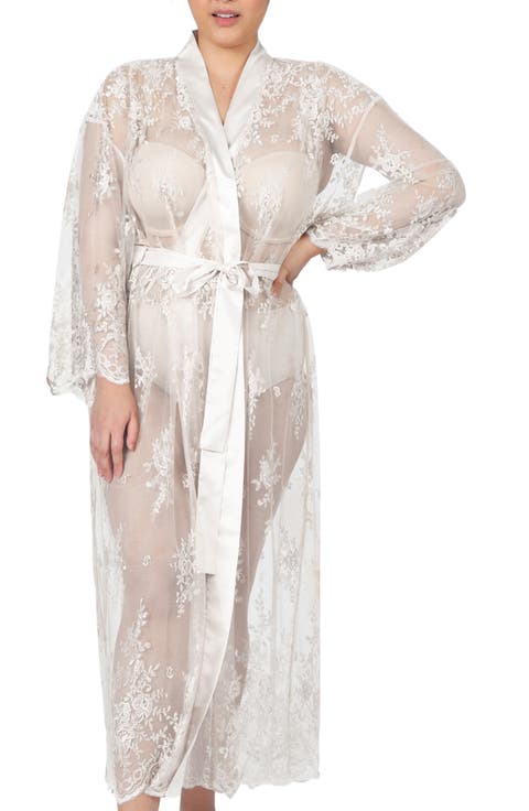 Darling Sheer Lace Robe (Plus Size)