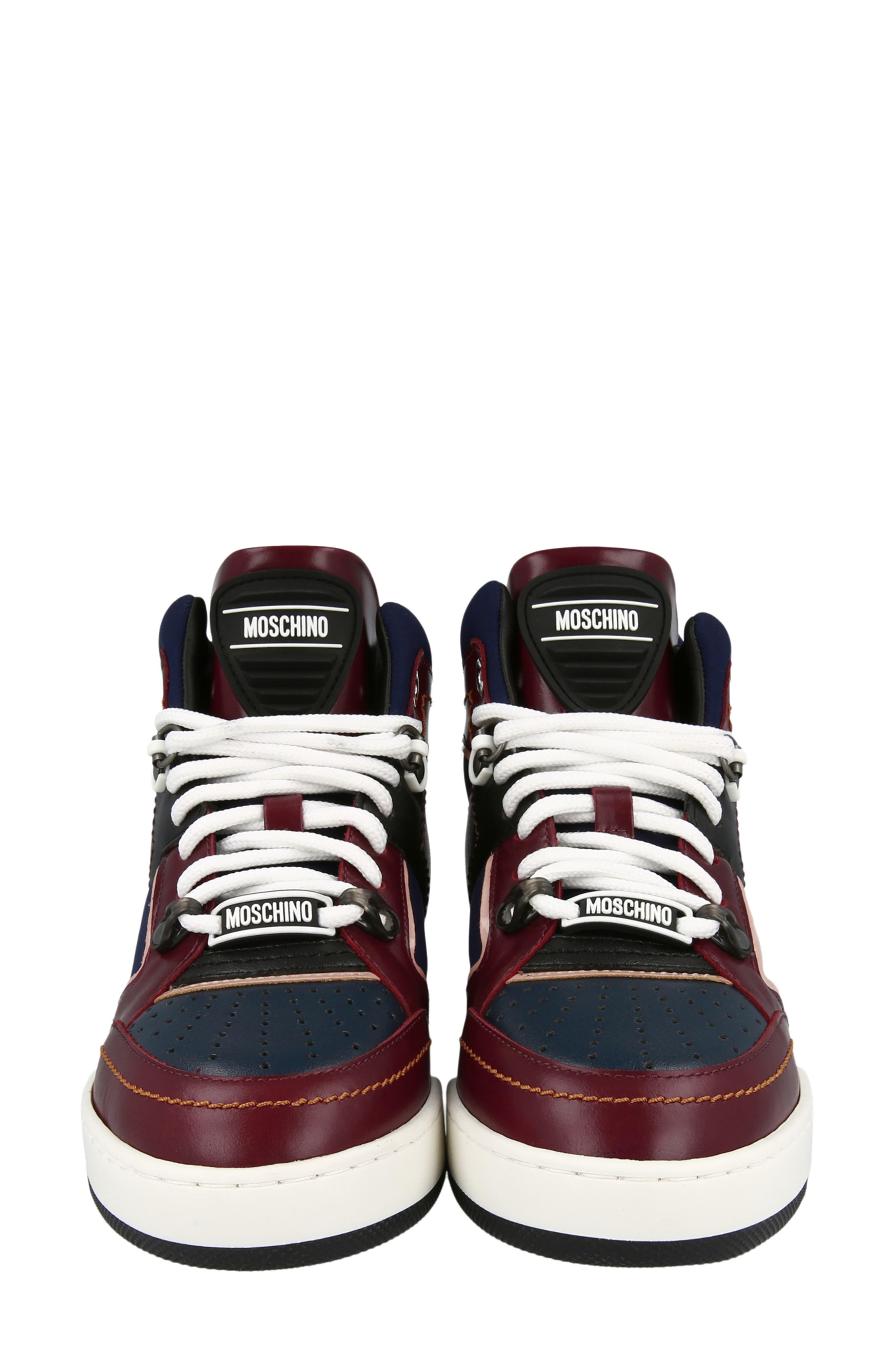 Moschino Streetball Asymmetrical High Top Sneaker, Alternate, color, 