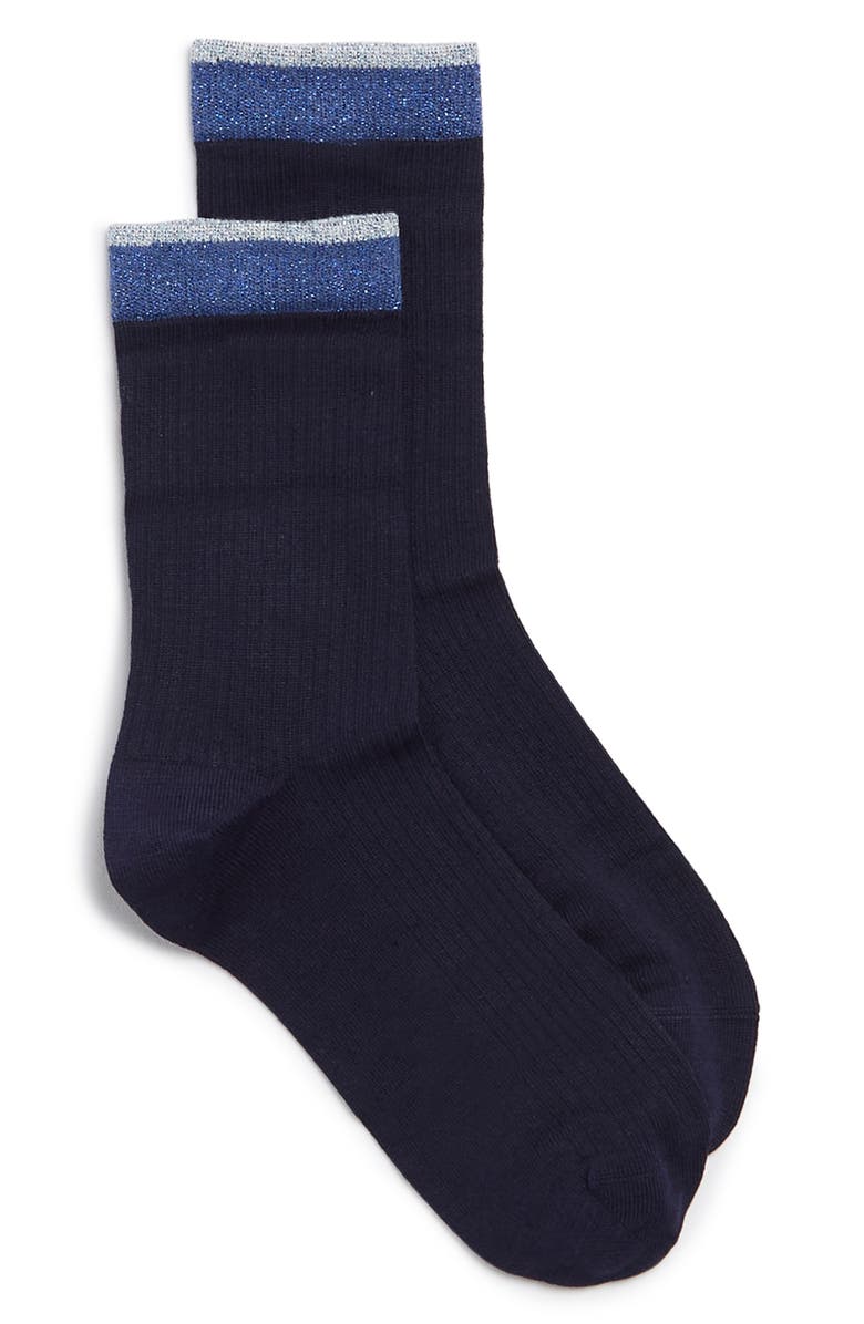 & Other Stories Glitter Stripe Stretch Rib Crew Socks, Main, color,