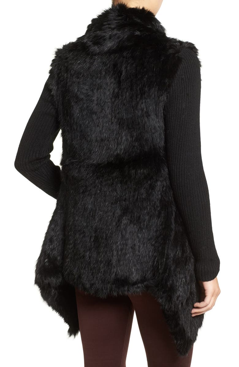 Love Token Genuine Rabbit Fur Jacket with Knit Sleeves, Alternate, color, 