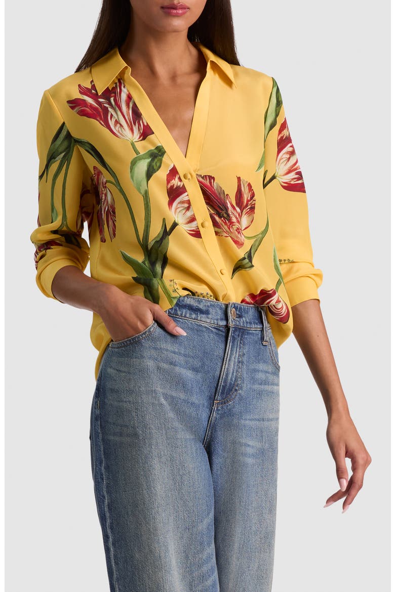 Eloise Tulip Print Silk Shirt, Alternate, color, SOFT TULIP TUSCANY