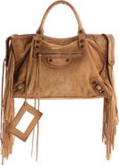 Balenciaga Small Le City Fringe Suede Leather Crossbody Bag