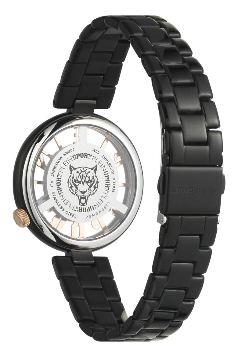 Tiger Luxe Quartz Bracelet Watch, 36mm, Alternate, color, BLACK