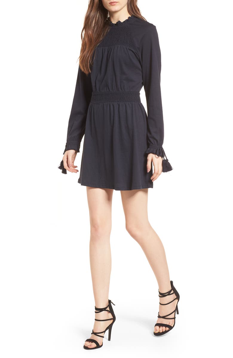 Topshop Ruffle Collar Smock Dress, Main, color, 