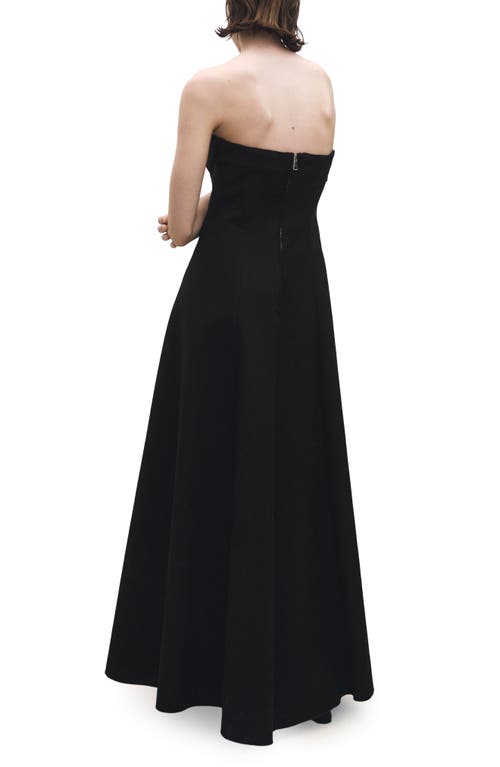 MANGO MANGO STRAPLESS FIT & FLARE MAXI COCKTAIL DRESS