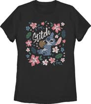 Lilo & Stitch Women's Lilo & Stitch Flowers and a Coconut  Graphic T-Shirt