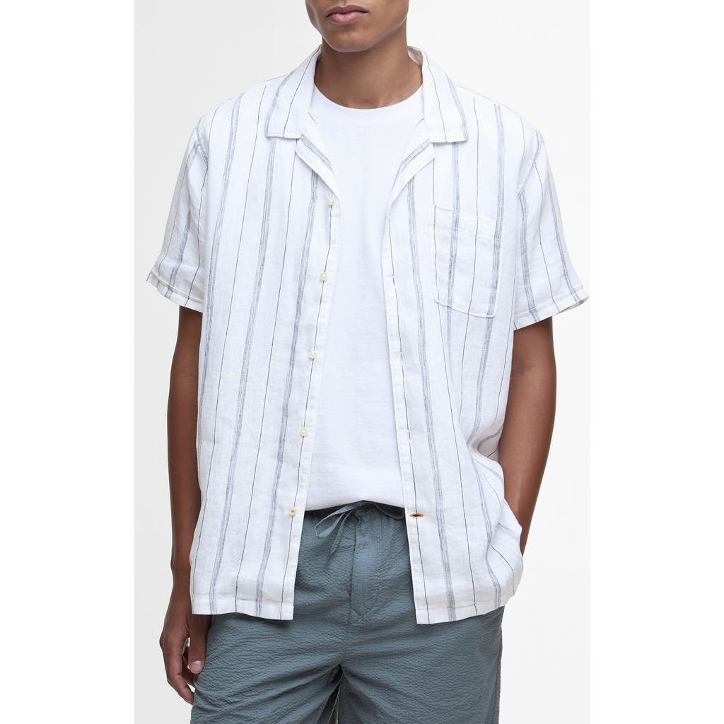 BARBOUR BARBOUR GARNOCK STRIPE COTTON & LINEN CAMP SHIRT