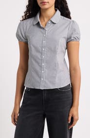 BDG Urban Outfitters Clover Stripe Short Sleeve Button-Up Shirt