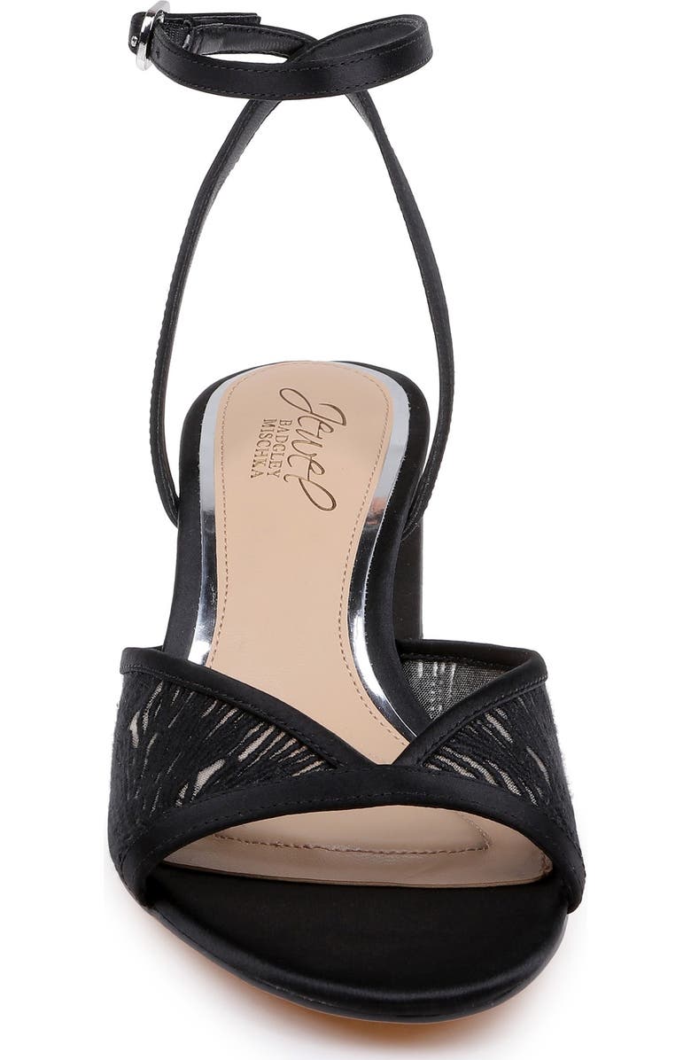 Jewel Badgley Mischka Zaira Ankle Strap Sandal, Alternate, color, Black Satin
