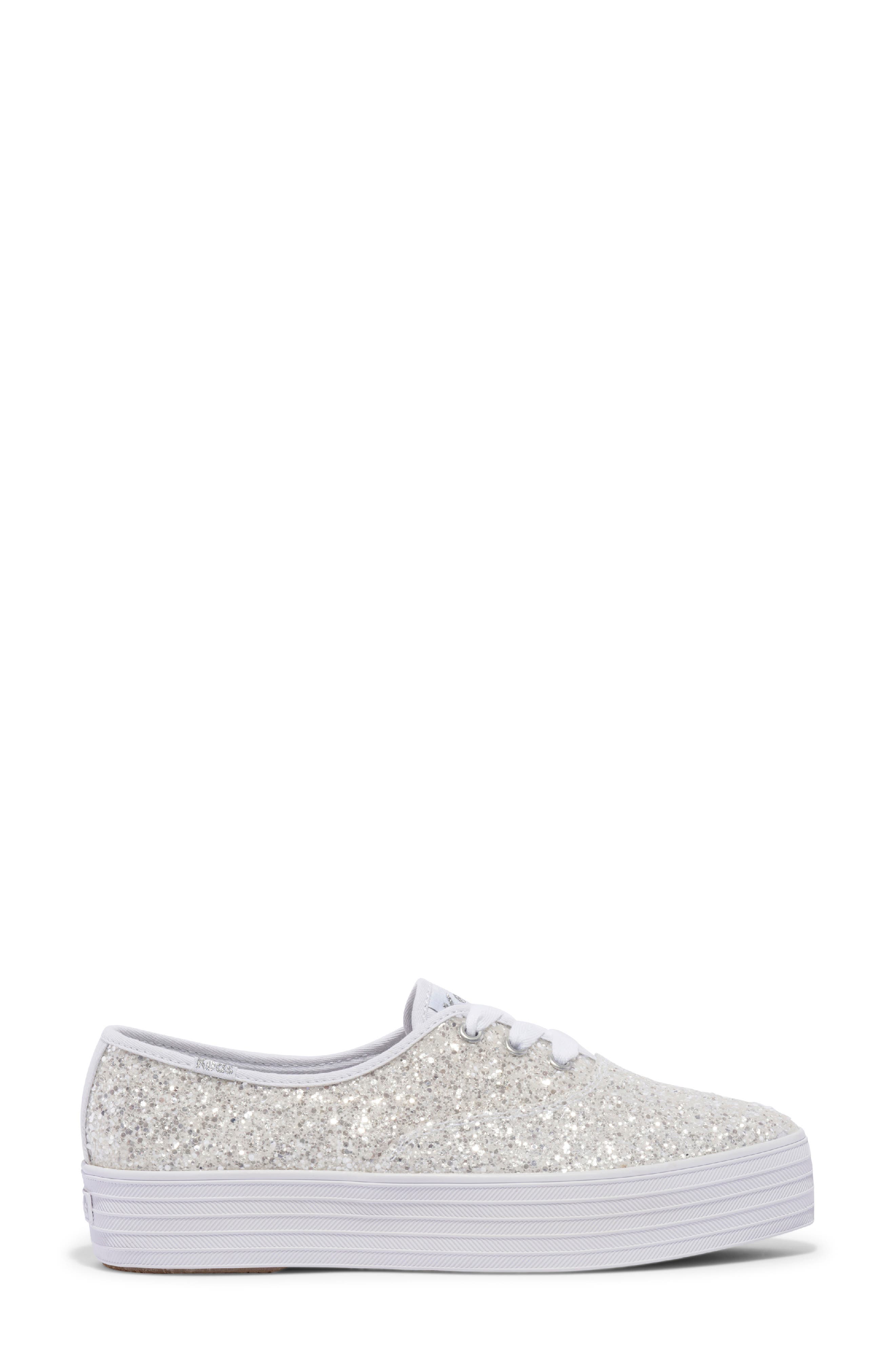 Point Glitter Platform Sneaker, Alternate, color, WHITE GLITTER