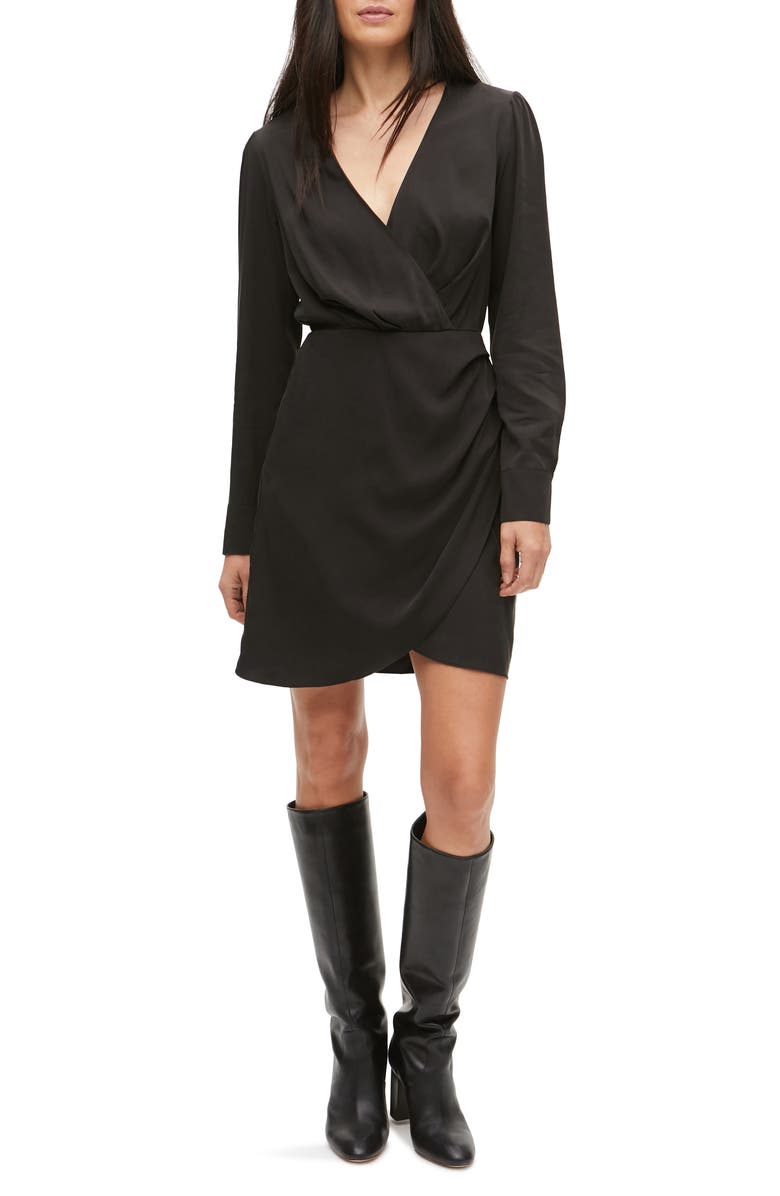 Michael Stars Mary Surplice Long Sleeve Faux Wrap Dress, Main, color, 