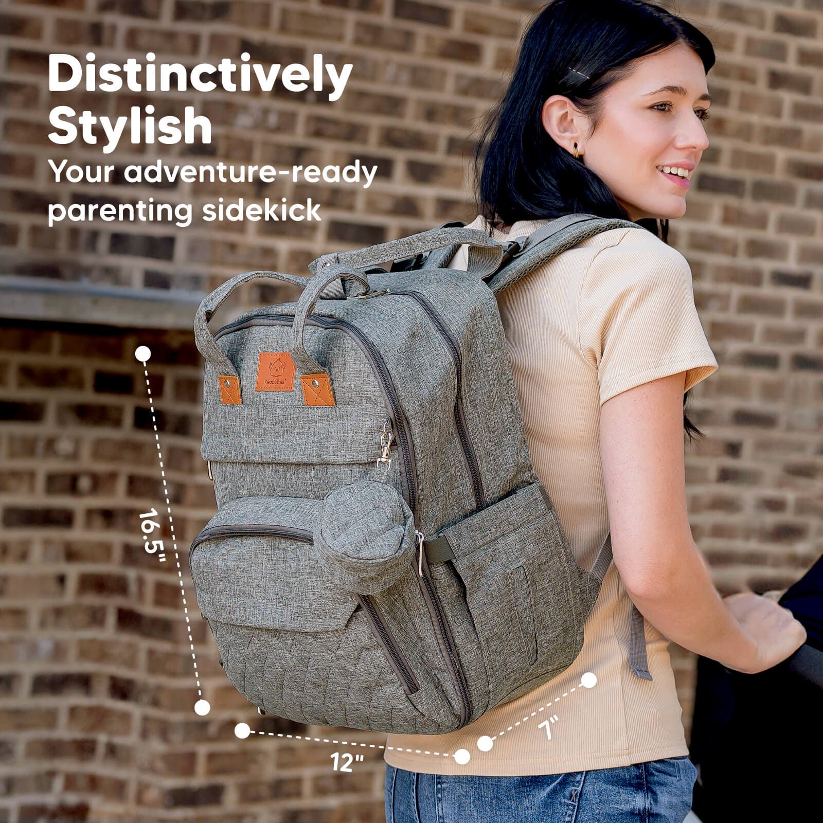 KeaBabies Rove Diaper Bag, Alternate, color, Classic Gray