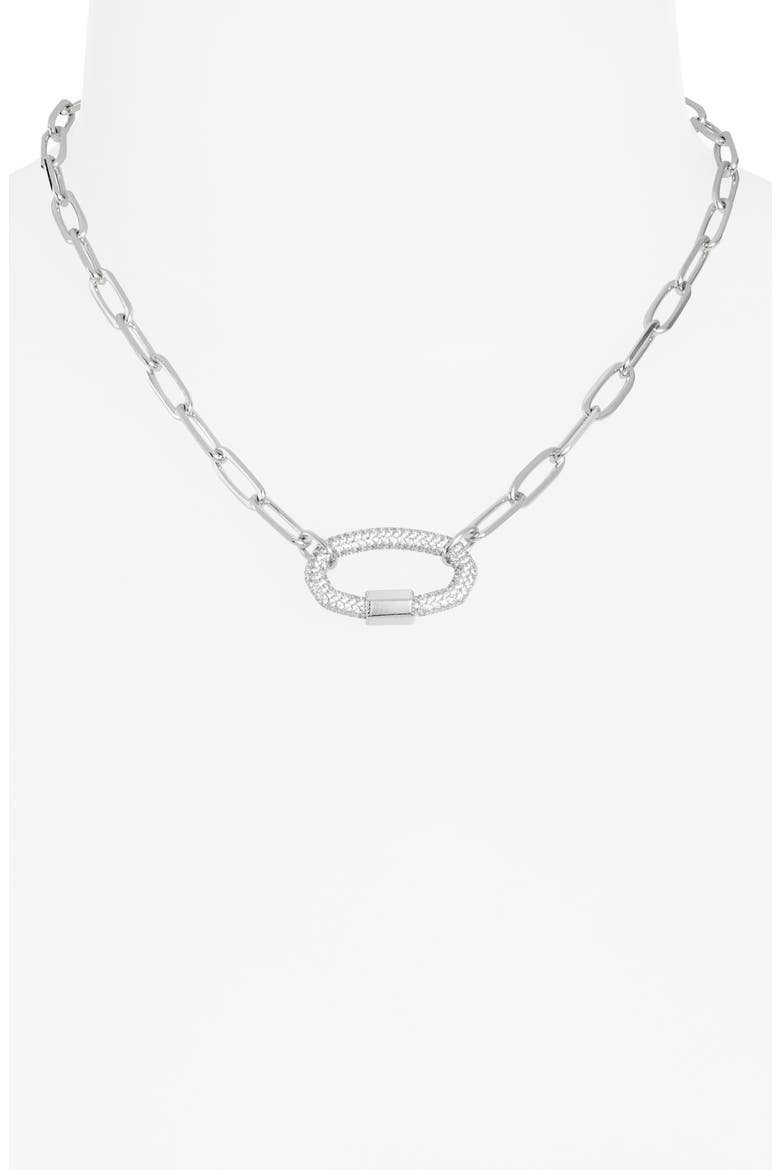 Emery Pendant Link Necklace, Alternate, color, RHODIUM WHITE CRYSTAL