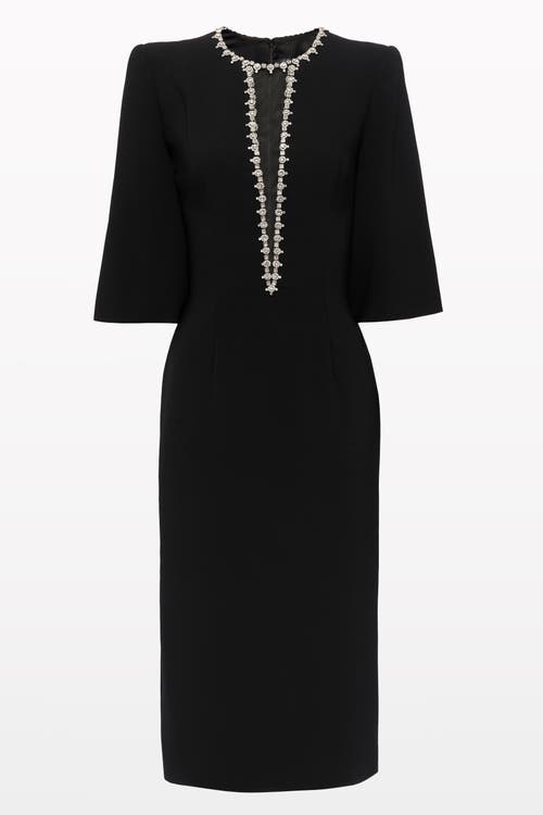 Jenny Packham Grace Midi Dress In Black