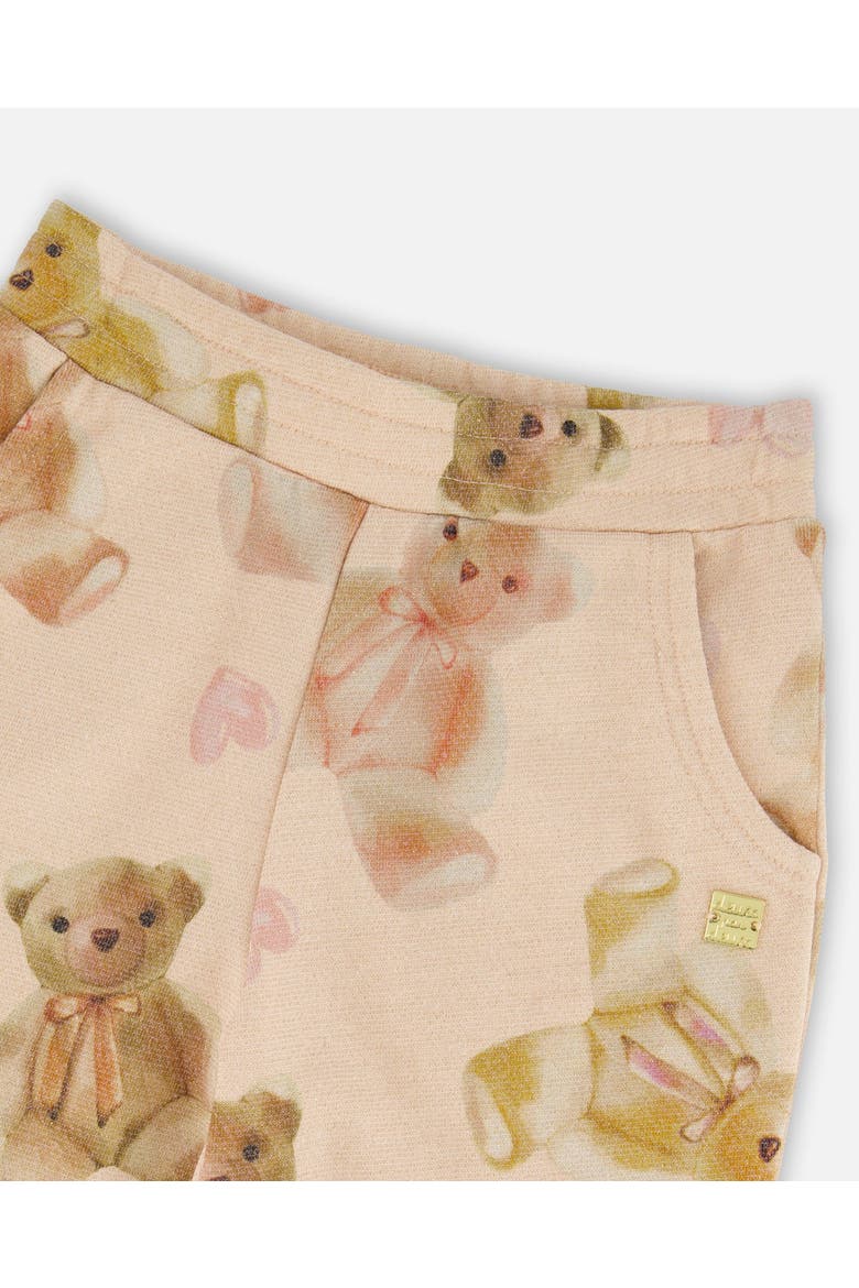 Glittering French Terry Sweatpants Teddy Bear, Alternate, color, Beige