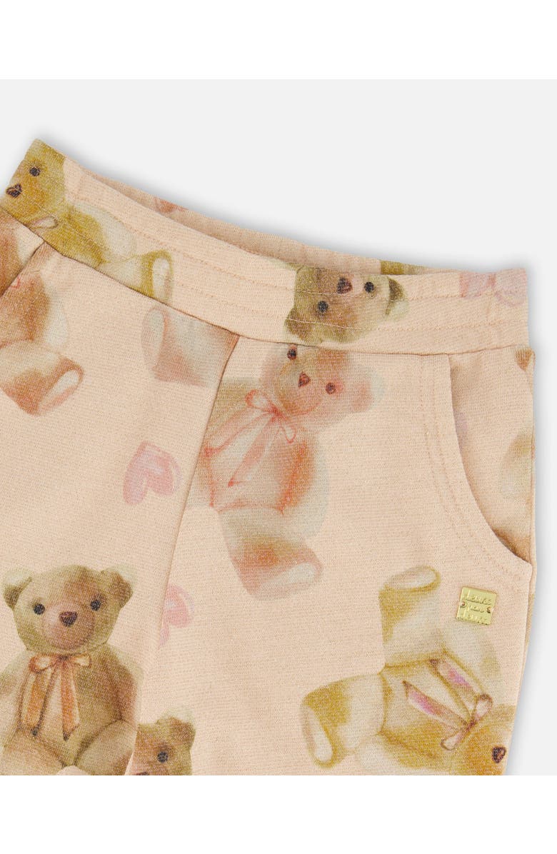 Deux par Deux Glittering French Terry Sweatpants Teddy Bear, Alternate, color, Beige