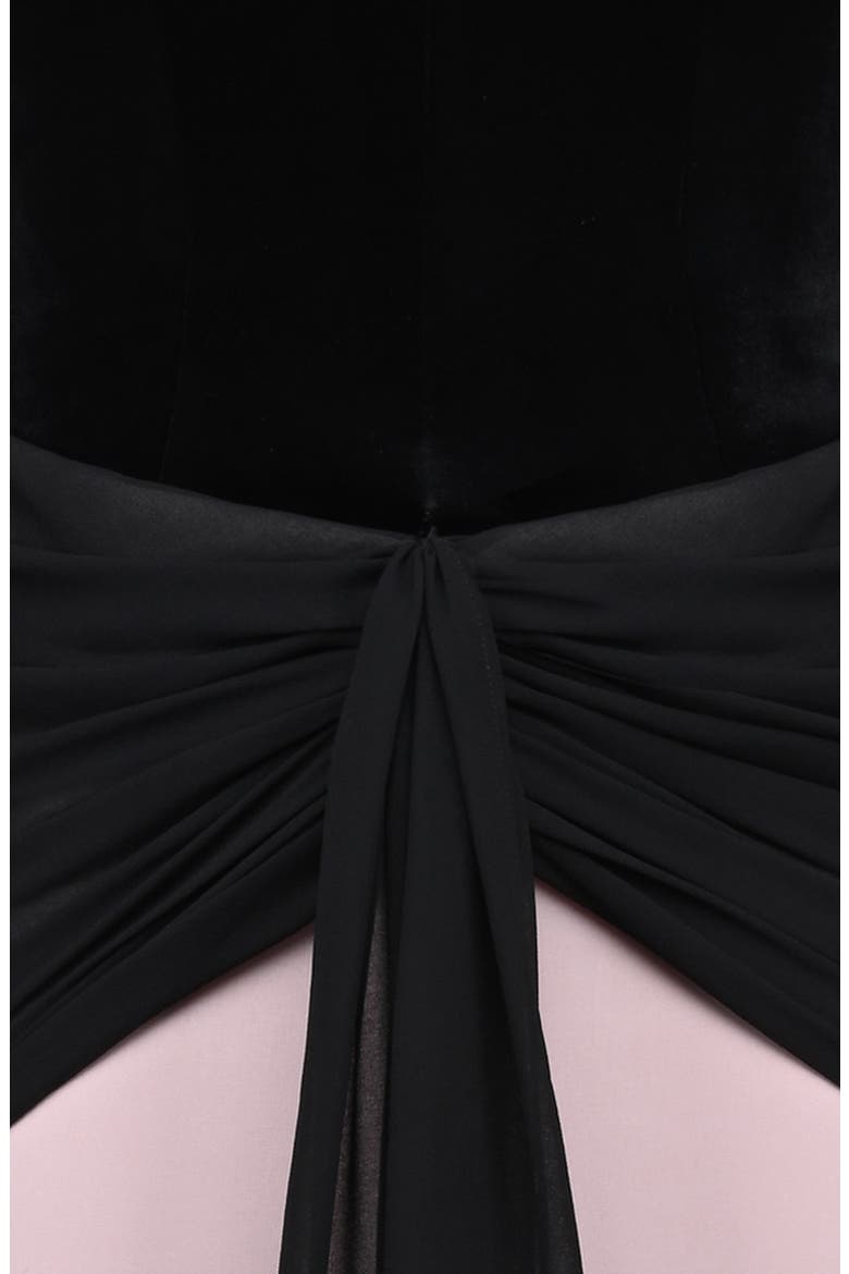 Clara Velvet & Chiffon Drape Corset Gown, Alternate, color, BLACK VELVET