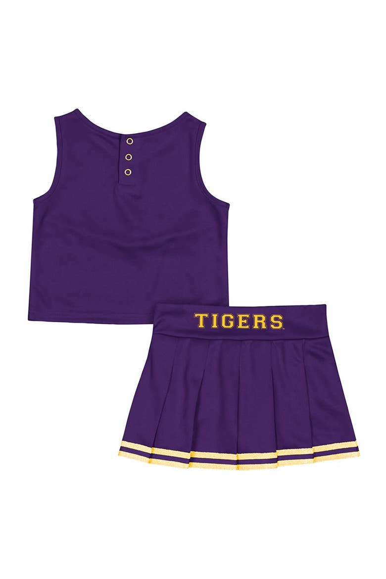 Girls Toddler Colosseum Purple LSU Tigers Time For Recess Cheer Top & Skirt Set, Alternate, color, Purple