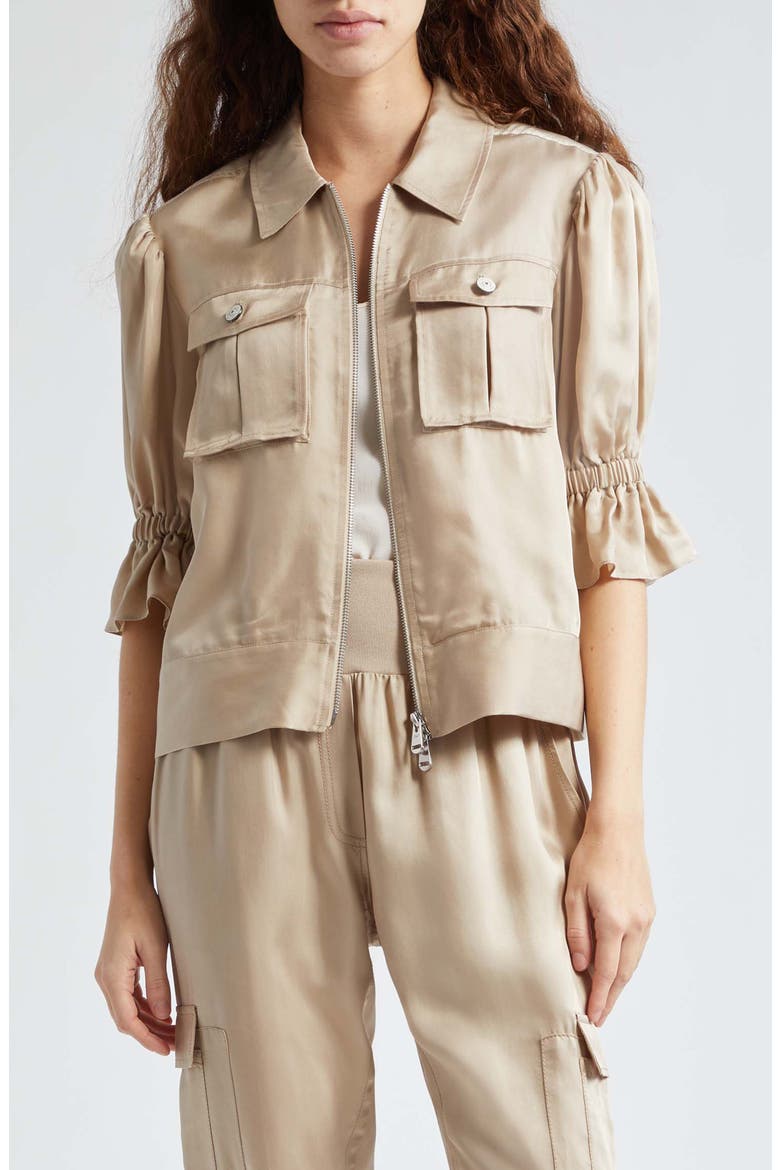 Holly Ruffle Sleeve Jacket, Main, color, KHAKI