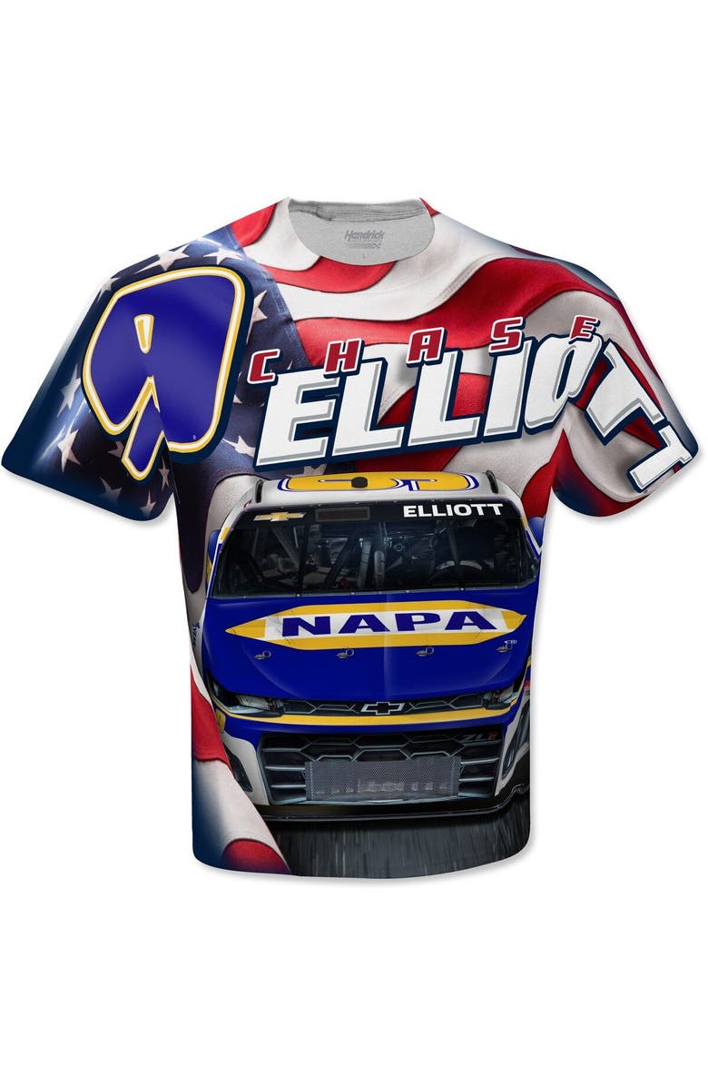HENDRICK MOTORSPORTS TEAM COLLECTION Men's Hendrick Motorsports Team Collection White Chase Elliott Sublimated Patriotic T-Shirt, Alternate, color,